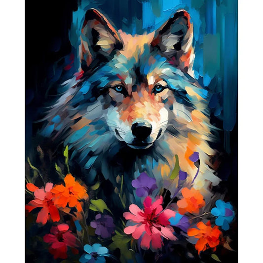 Kit De Pintura Lobo Sobre Lienzo