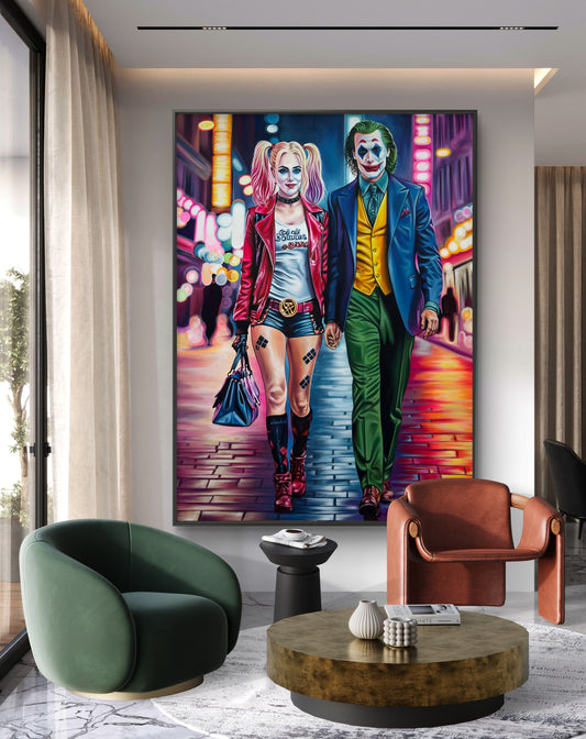 Amor Caótico: Retrato Personalizado de Pareja - Estilo Arte Pop Neón